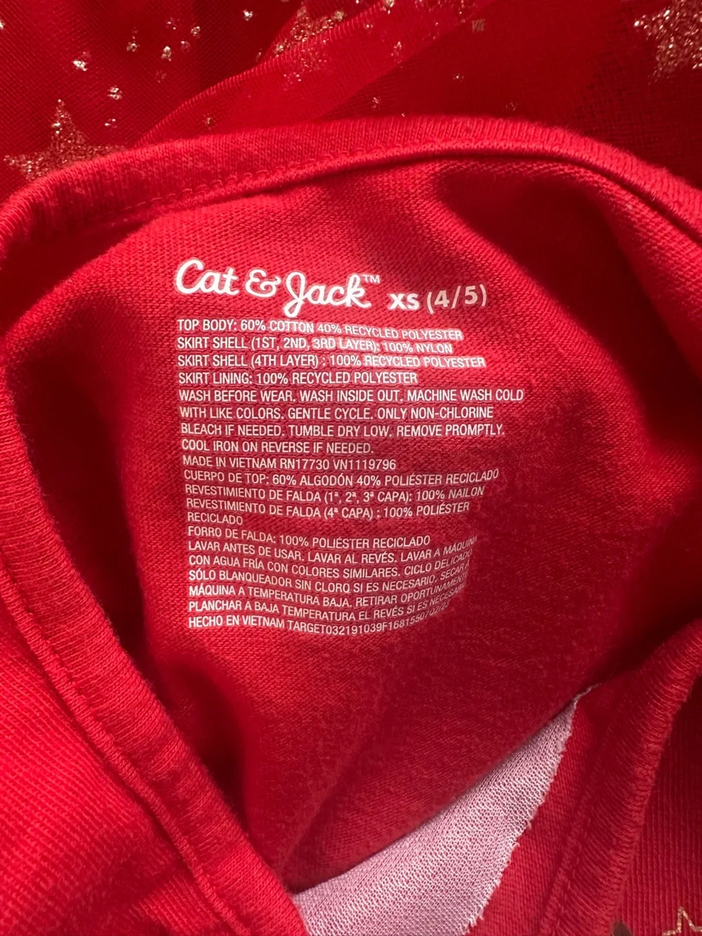 Cat & Jack Red Dress with Gold Sequin Star